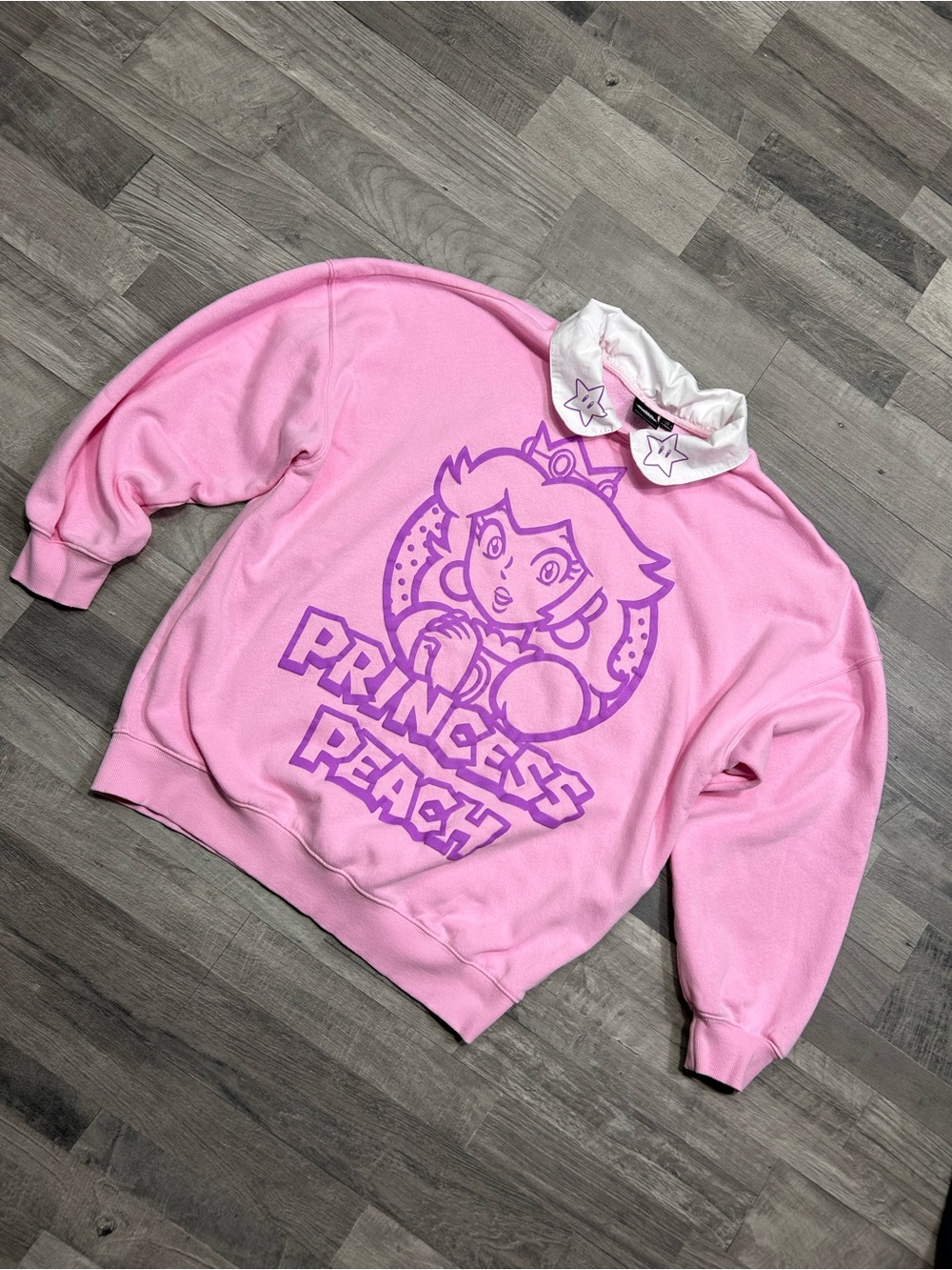 Hot Topic Super Mario Princess Peach Collared Sweatshirt S/M